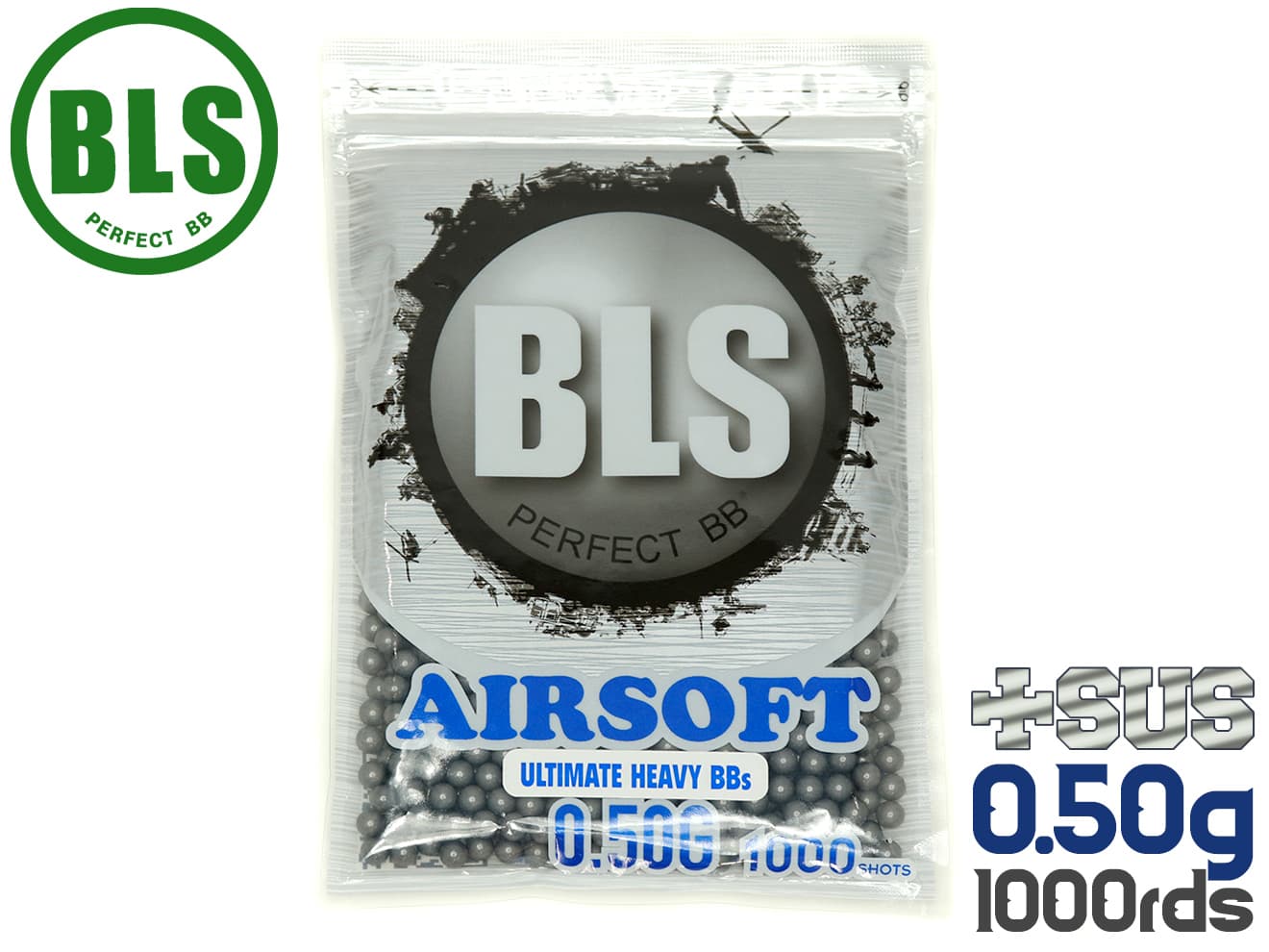 【楽天市場】BLS Ultimate Heavy Precision 精密プラスティックBB弾(+SUS) 0.50g 1000発(500g ...