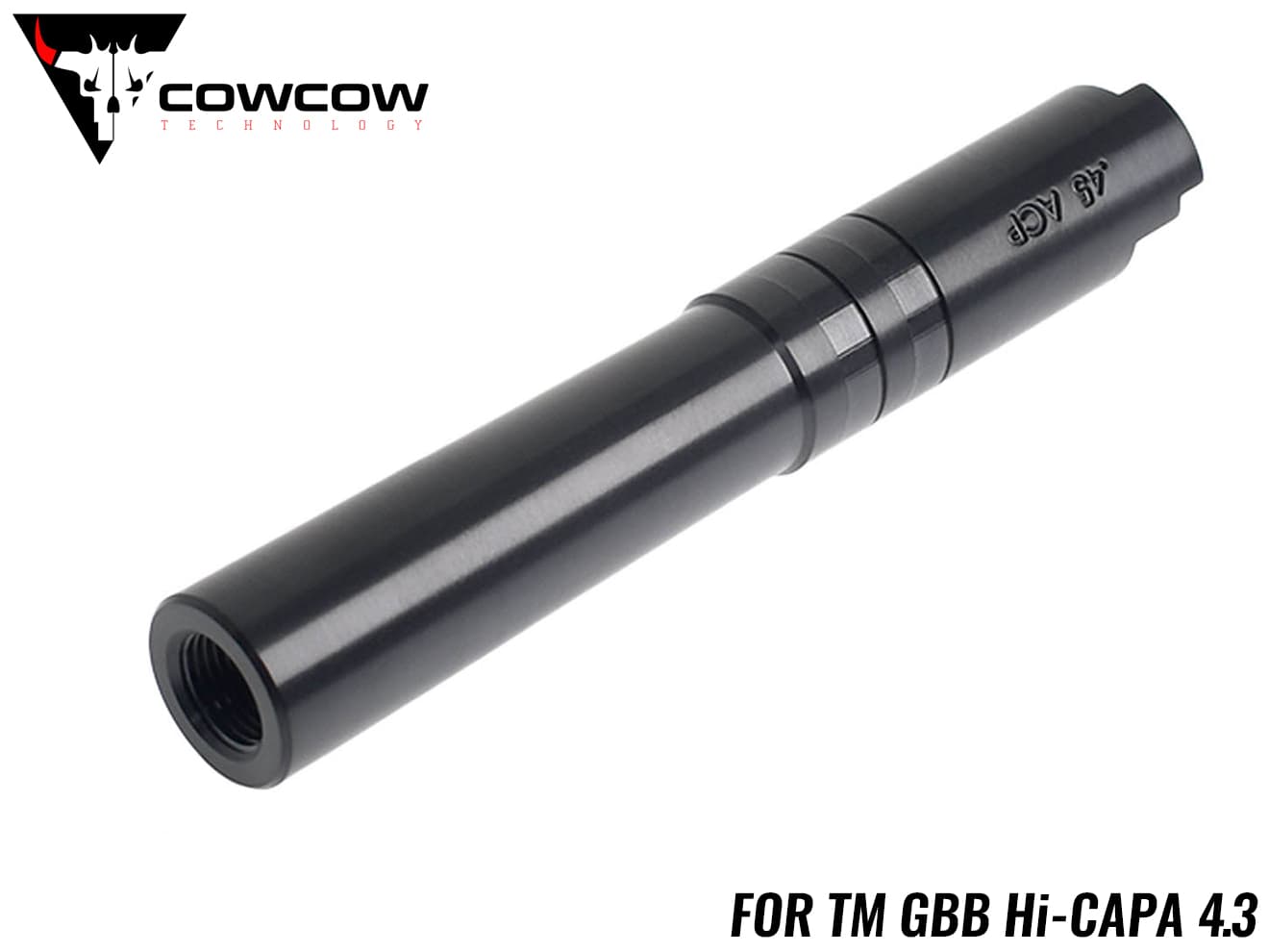 COWCOW TECHNOLOGY ステンレス スレッドアウターバレル .45ACP TM Hi-CAPA4.3 TiALN◆東京マルイ ハイキャパ 11mm正ネジ チタンコート