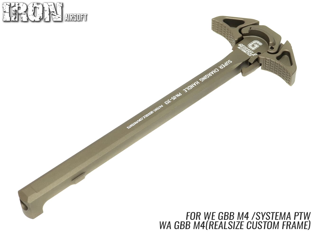 IRON AIRSOFT GEISSELEスタイル スーパーアンビチャージングハンドル PTW／WE GBB M4◆トレポン対応(固定式) ガイズリータイプ リアル化に