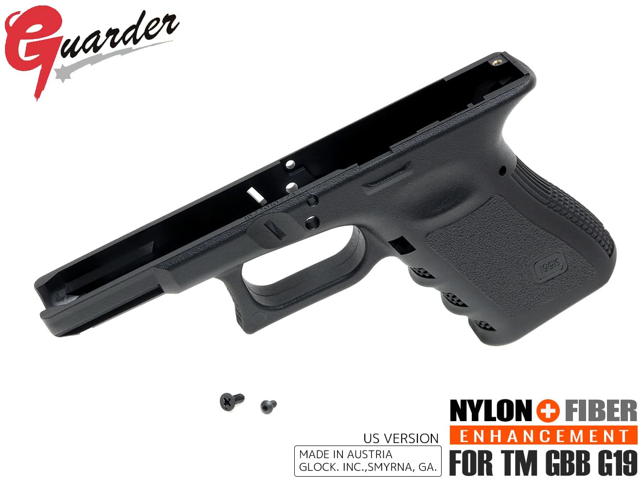 GLK-180(BK)■GUARDER GLOCK Gen.3 オリジナルフレーム US Ver for マルイ G19◆東京マルイ ガスブロ グロック G19対応 USバージョン リアル刻印 GLOCK-180(BK)