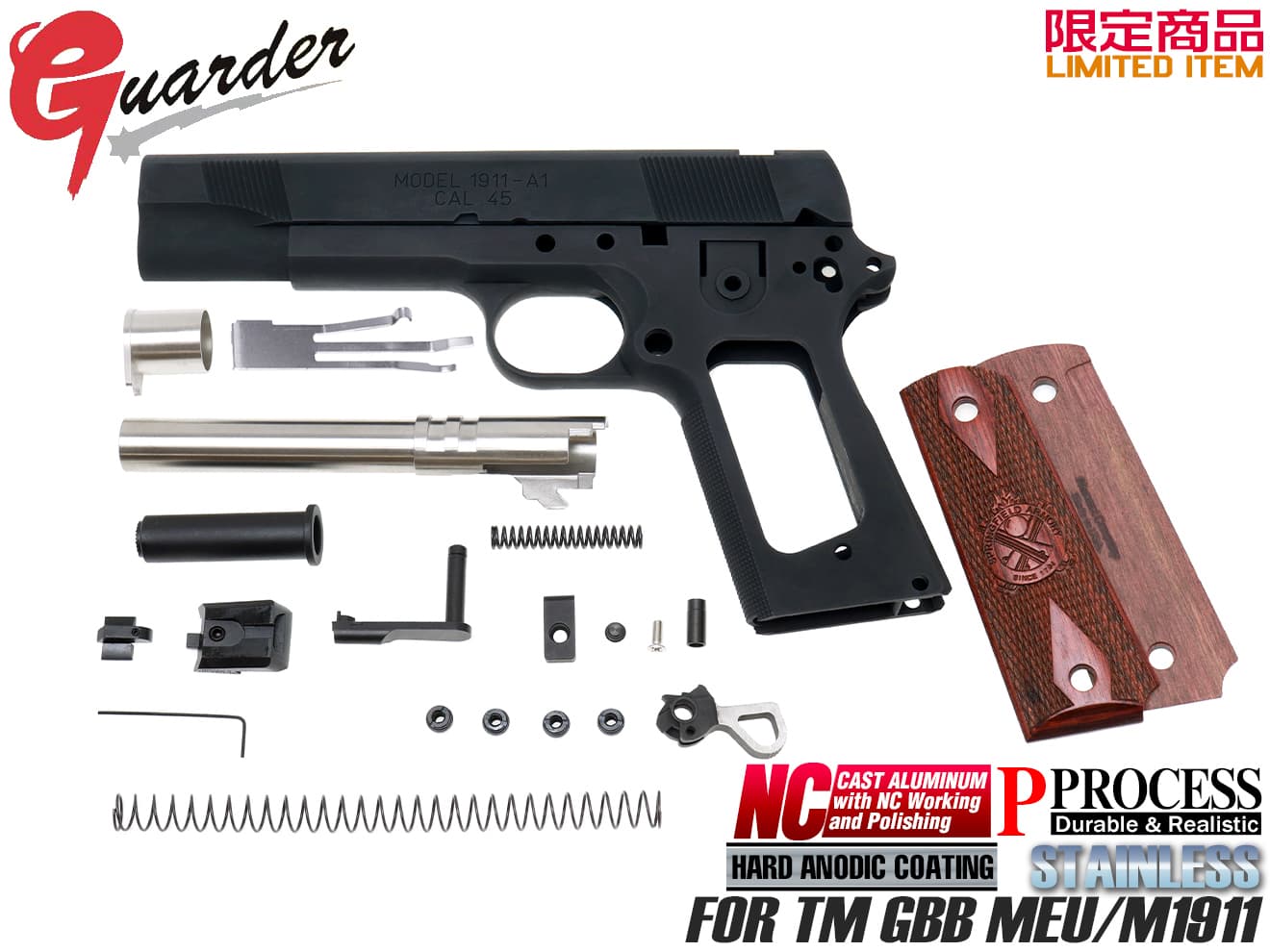 Meu 25 D Bk Guarder 統べるカスタムパーツフルキット マルイ Meu 45 Bk 江戸マルイ 屁放殴ること後面 Meu 45 M1911対応 軽銀 骨組 スライディング Cannes Encheres Com