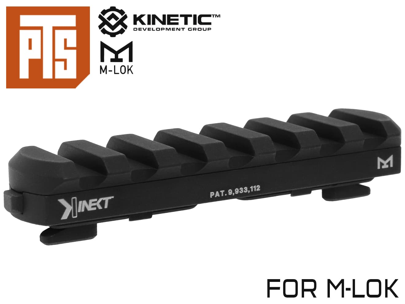 【正規品】PTS Kinetic M-LOK QD 7スロットレールアダプター◆エムロック 20mmレイル スーパーQDレールアダプター 工具不要 BK 簡単に装着可能 1秒程で脱着