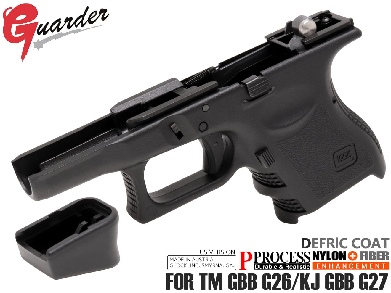 GLK-148(U)BK■GUARDER カスタムフレーム コンプリートセット US Ver G26/G27◆ガーダー KJ ガスブロ 強化パーツ 実銃と同等素材 強度アップ/ドレスアップに