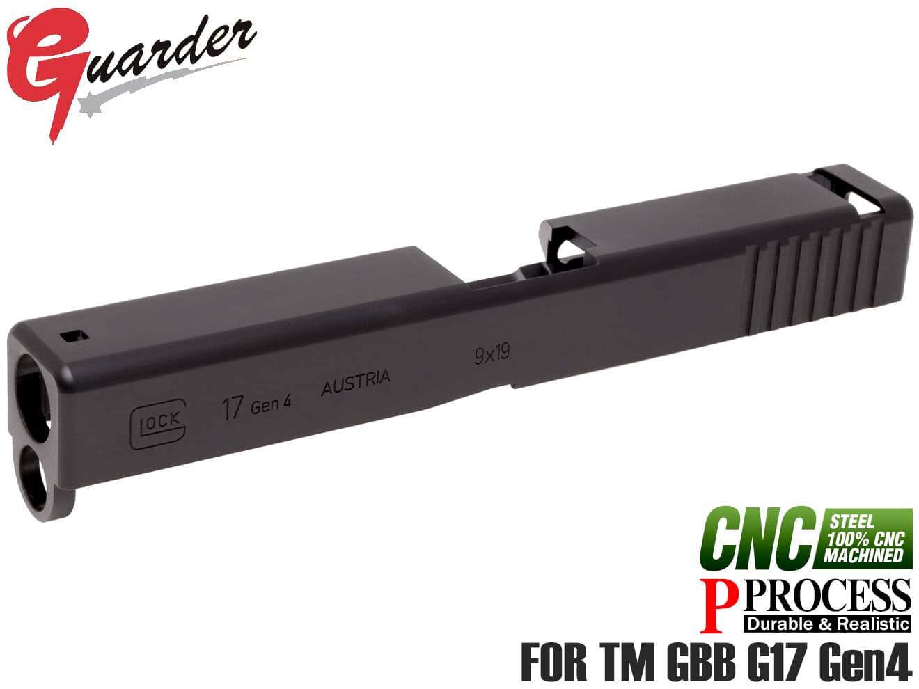 GLK-215(BK)■GUARDER G17 Gen4 9mm スチールCNC スライド for マルイ G17 Gen4◆ガーダー グロック GLOCK GBB フルCNC加工 マットでリアルな質感/重厚感