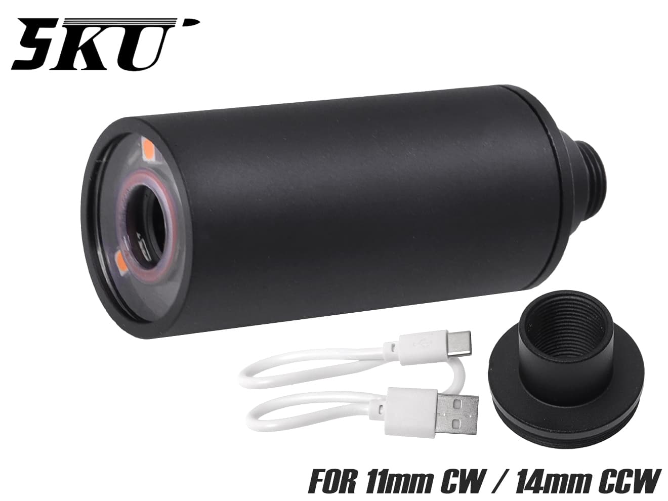 5KU SPLIT FIRE マズルフラッシュ BBトレーサー◆２WAY トレーサー 蓄光BB弾 発光 発射炎 同時使用 LED 3パターン 内蔵リチウムバッテリー USB 充電 フラッシュ