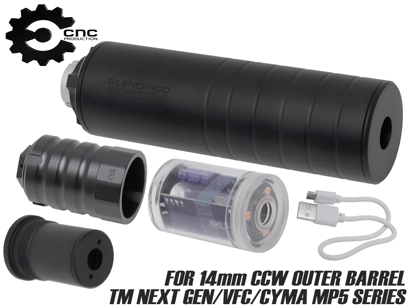 C&C Rex MG7 .308タイプ サプレッサー 14mm逆ネジ C&C Rex MG7 .308スタイル サプレッサー（14mm逆ネジ/CCT0170