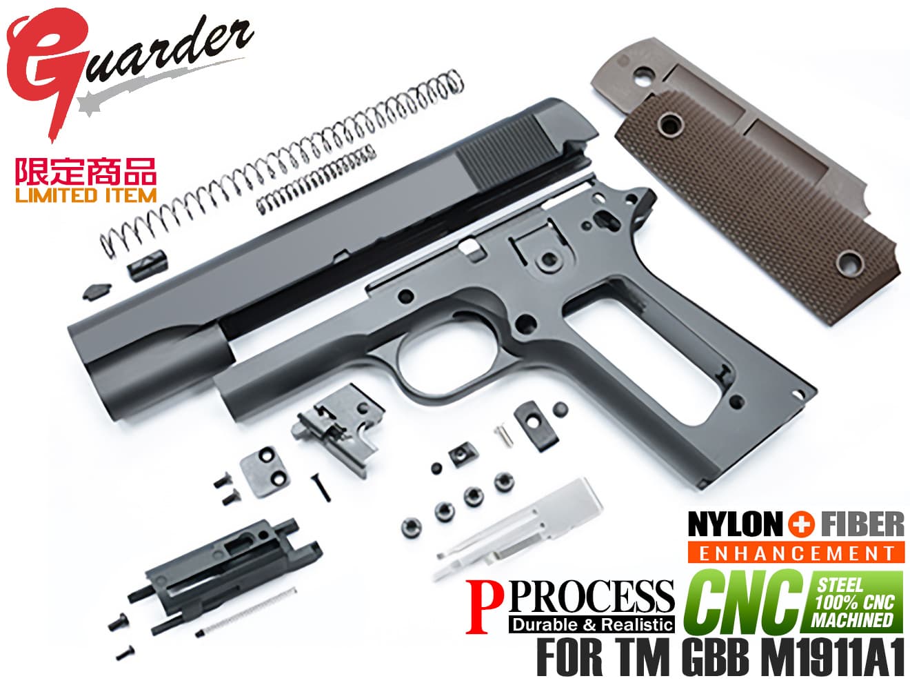 M1911-40(C)BK■GUARDER U.S.ARMY M1911A1 スチールCNC スライド&フレーム カスタムキット for マルイ GBB M1911◆東京マルイ MARUI ガスブロ COLT1911 リアル