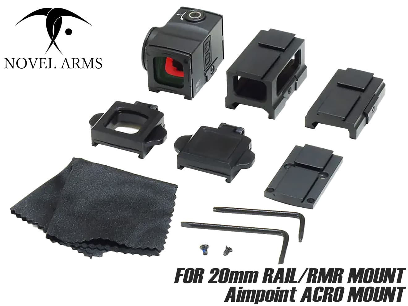 NOVEL ARMS SURE HIT ARP 2 マイクロドットサイト◆20mm 耐久性 キューブスタイル クリア 10段階 輝度調整 汎用性 ハンドガン ライフル HIGH LOW マウント
