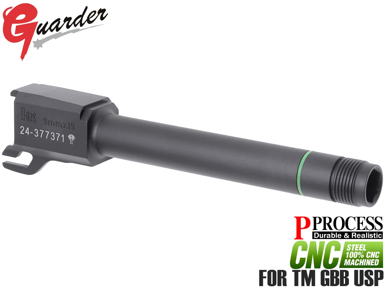 USP-10(BK)■GUARDER USP 9mmマーキング スチールCNC スレッドアウターバレル for マルイ GBB USP◆東京マルイ ガスブロ ガスガン 強化 14mm CCW 逆ネジ カスタム