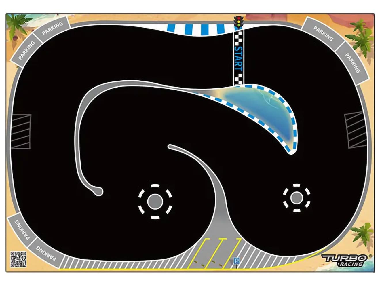 TURBO RACING 1/76スケール RCドリフトカートラック 63×90cm◆ターボレーシング専用サーキットコース ドリフト専用レイアウト 不使用時は丸めて収納が可能