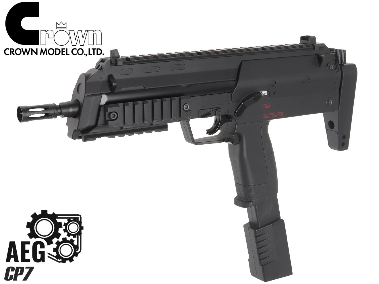 【楽天市場】クラウンモデル 電動サブマシンガン CP7 10才以上 最大飛距離30m MP7 単3電池X6本駆動 AEG エアガン本体 トイ ...