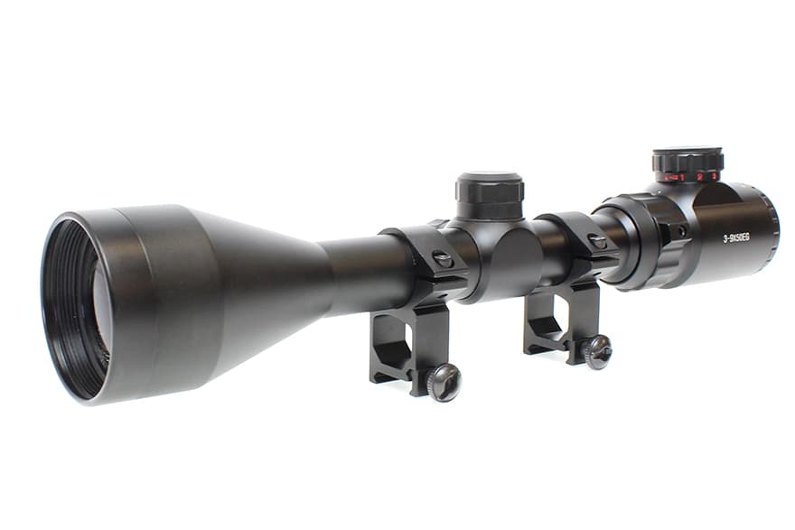 【3～9倍可変ズーム機能搭載】3-9×50 イルミネーション ライフルスコープ◆大口径対物レンズ！レッド&グリーン切替可能/マウントリング付属