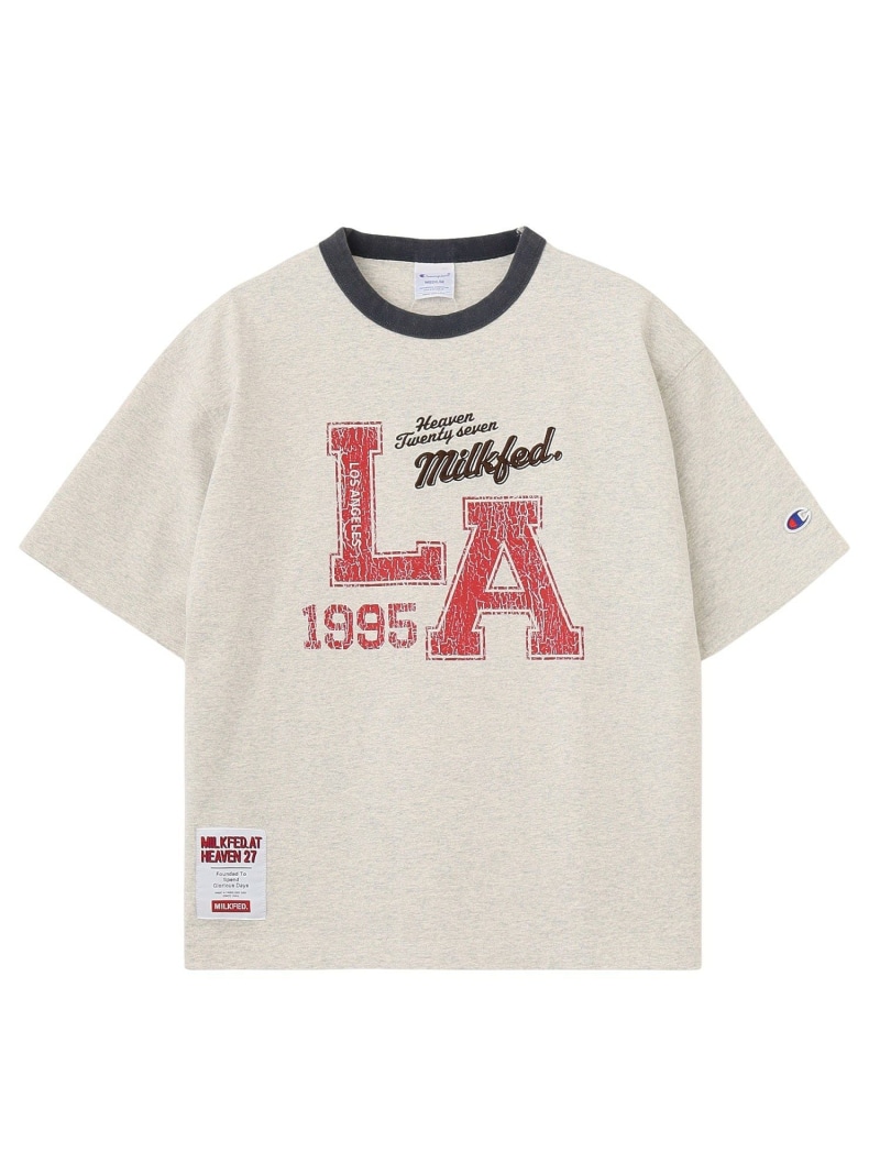 MILKFED.ICHAMPION 天使の都市 LOGO S/S TEE MILKFED. ミルクフェド トップス カットソー・プルオーバー 米国海軍 緑であること 黒いこと【貨物輸送無料】[ Fashion]