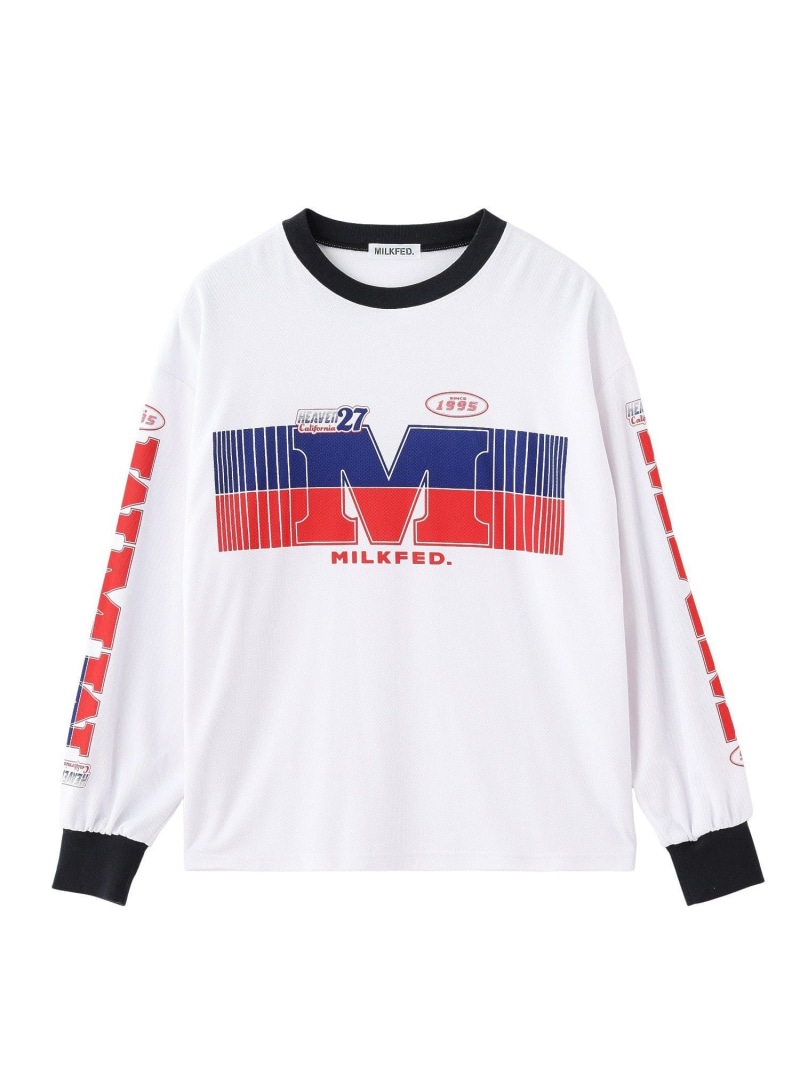 RACING L/S TOP MILKFED. ミルクフェド トップス カットソー・Tシャツ ブルー グレー ホワイト【送料無料】[ Fashion]