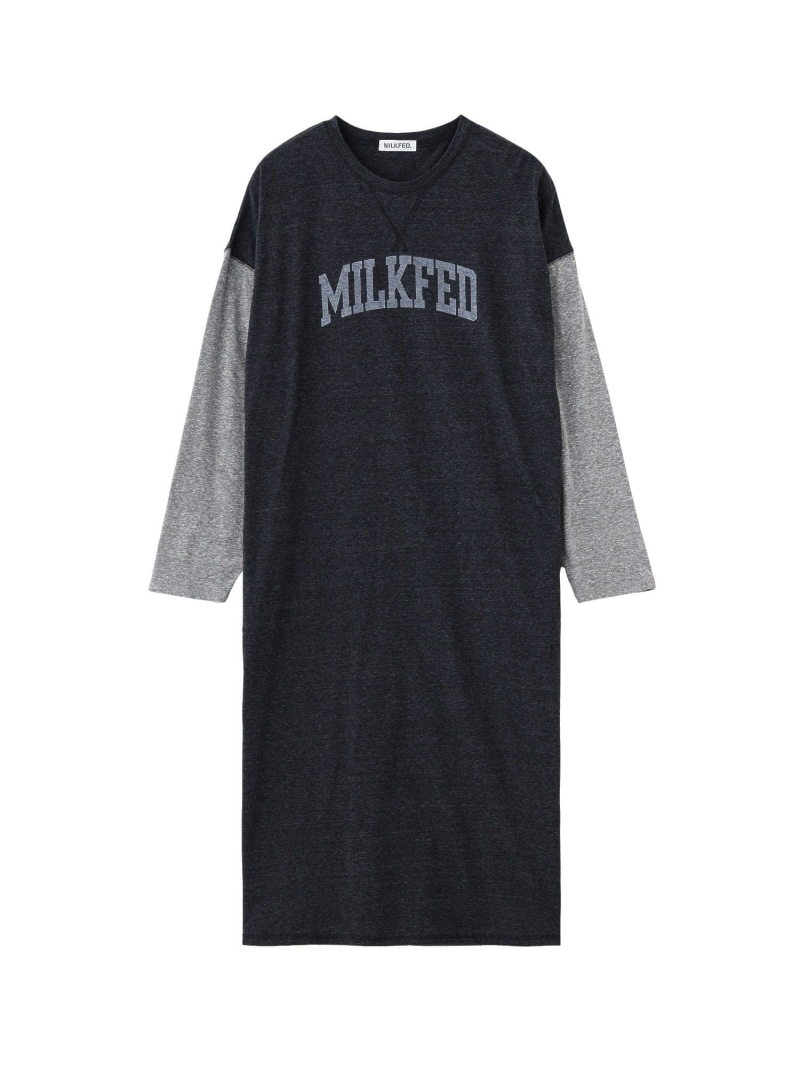 COLLEGE LOGO LONG DRESS MILKFED. ミルクフェド 衣装・御召しもの 余分の物の衣装・御召しもの 米国海軍 赤銅色 黒いこと【貨物輸送無料】[ Fashion]