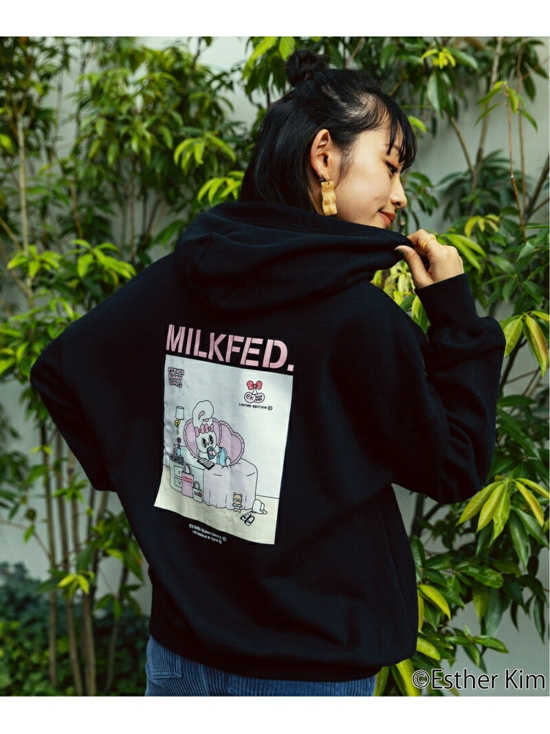 楽天市場 Rakuten Fashion Esther Bunny Swt Hd Milkfed ミルクフェド カットソー パーカー ブラック ピンク ホワイト 送料無料 Milkfed ミルクフェド