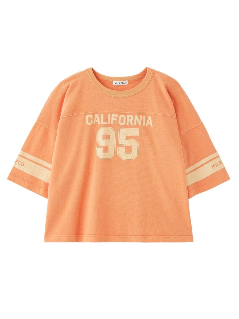 95 FOOTBALL TEE MILKFED. ミルクフェド トップス カットソー・プルオーバー 米国海軍 緑であること オレンジ色【貨物輸送無料】[ Fashion]