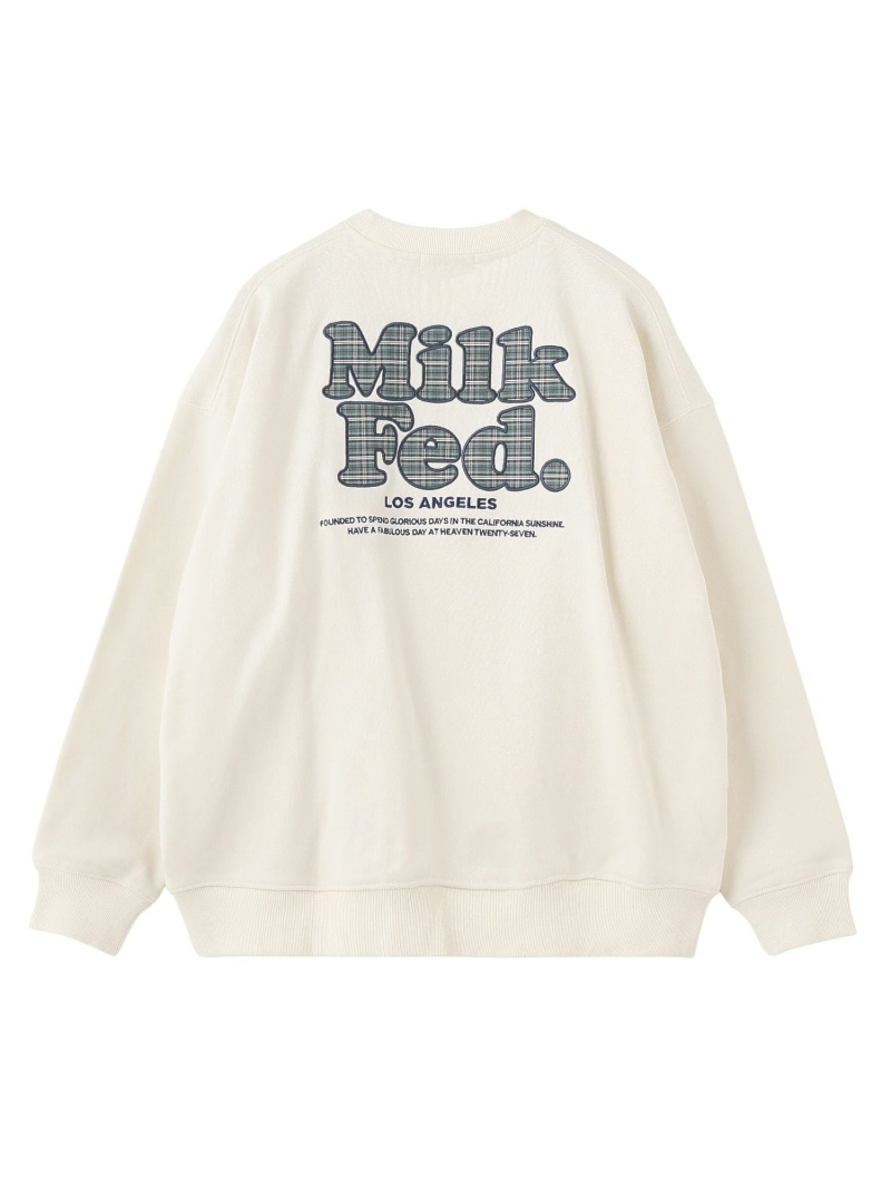 MILKFED. PLAID LOGO WIDE CREW SWEAT MILKFED. ミルクフェド トップス スウェット・トレーナー サクラ色 黒いこと 白いこと【貨物輸送無料】[ Fashion]