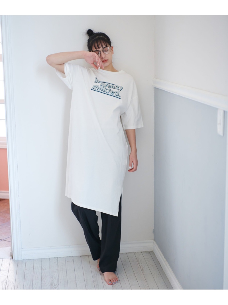 Milkfed ワンピース 半袖ワンピース Fashion Milkfed レディース 送料無料 Milkfed ワンピース Layered ワンピース Layered Logo ワンピース ホワイト ミルクフェド Rakuten Bs0705 Dress ミルクフェド ミルクフェド