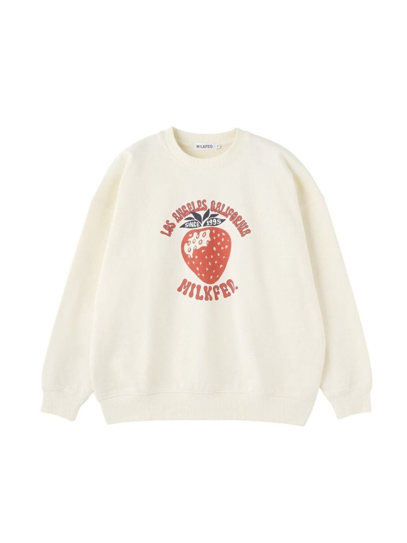 STRAWBERRY SWEAT TOP MILKFED. ミルクフェド トップス スウェット・トレーナー 米国海軍 白いこと カーキ緑であること【貨物輸送無料】[ Fashion]