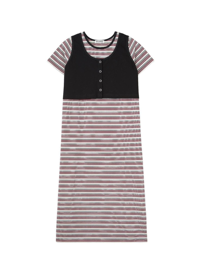 TANK TOP AND STRIPED DRESS SET MILKFED. ミルクフェド 衣装・お召しもの 余分の物の衣装・お召しもの 米国海軍 黒いこと【貨物輸送無料】[ Fashion]
