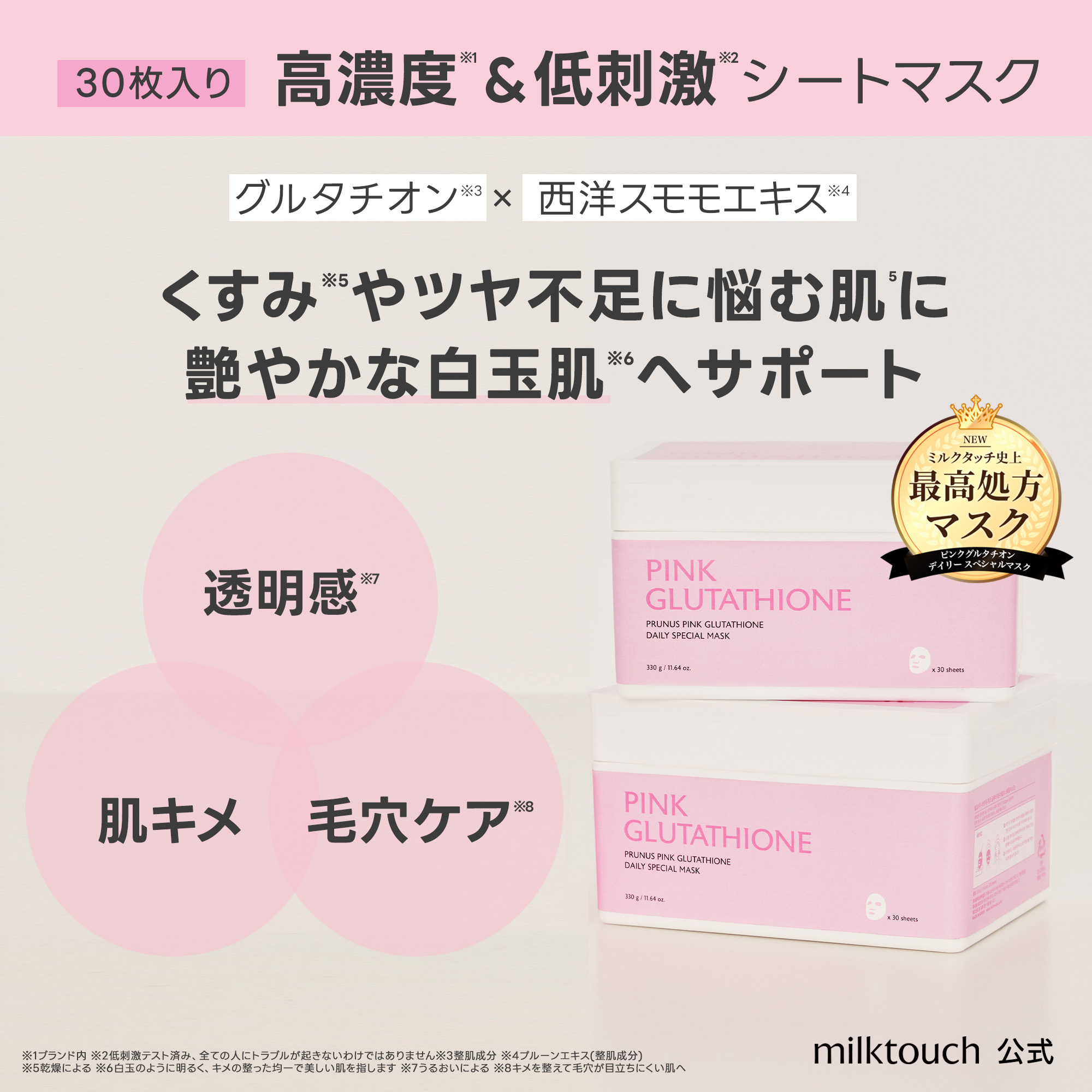 milktouch公式 デイリーマスク ( PDRN / グルタチオン / 大容量