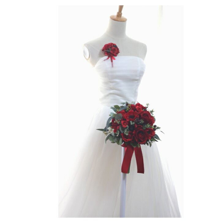 赤 アネモネ Bouquet ブライダルブーケ 造花ブーケ ウェディングブーケ ボタニカル ナチュラル クラッチブーケ ブートニア付き ミルフルールオリジナル No272 結婚式ブーケ Rvcconst Com