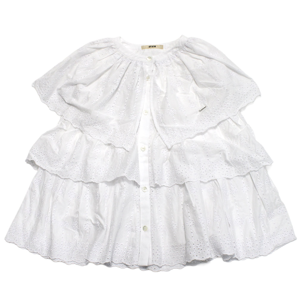 【フィス/FITH/子供服/親子/フィスベビー/FITH社】 スカラップレース ティアードブラウス 1W白