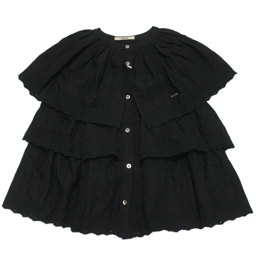【フィス/FITH/子供服/親子/フィスベビー/FITH社】 スカラップレース ティアードブラウス 2BK黒