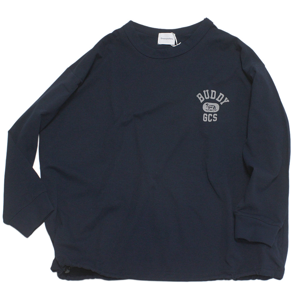 【赤ちゃん服/グルーヴィーカラーズ/groovy colors/お坊っちゃん/お坊っちゃん】  PTTテンジク DRAWSTRING L/S TEE 4NV紺