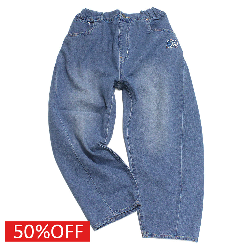 【子供服/グルーヴィーカラーズ/groovy colors/ジュニア/男の子】 セール 【40%OFF】 8ozデニム バレルレッグ LPN 14BLブルー｜子供服ミリバール
