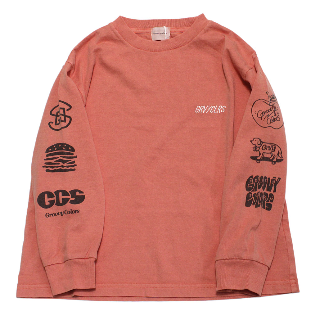 【赤ちゃん服/グルーヴィーカラーズ/groovy colors/お坊っちゃん/お坊っちゃん】  テンジク オーバーダイ L/S TEE 15ORオレンジ色