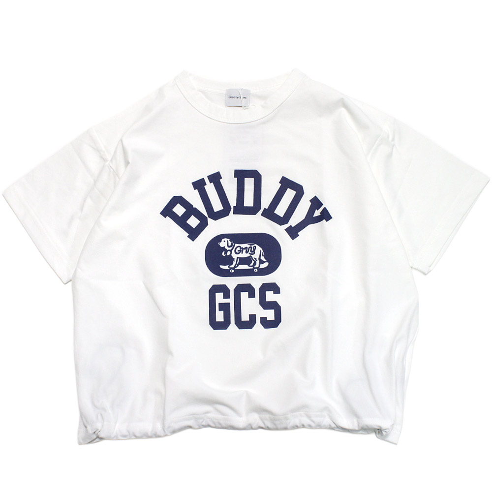 【子供服/グルーヴィーカラーズ/groovy colors/ジュニア/男の子】 PTTテンジク DRAWSTRING S/S TEE 1W白