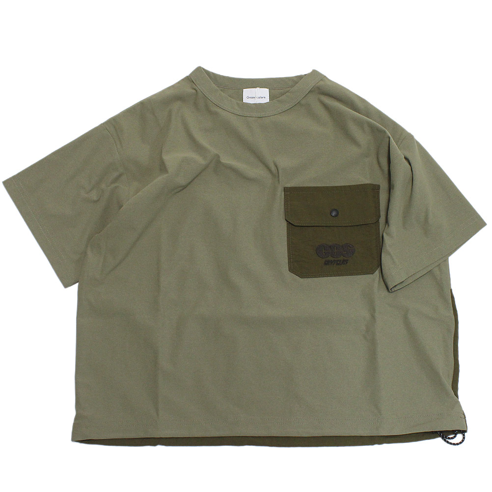 【子供服/グルーヴィーカラーズ/groovy colors/ジュニア/男の子】 NEW JERSEY MARU DRAWSTRING TEE 9KHカーキ