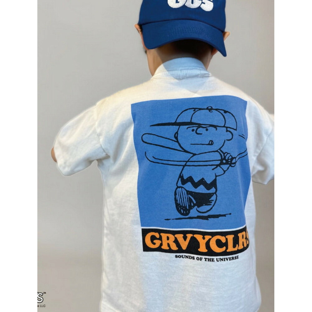 【子供服/グルーヴィーカラーズ/groovy colors/ジュニア/男の子】 テンジク SNOOPY BASEBALL TEE【4月入荷予定】 1W白