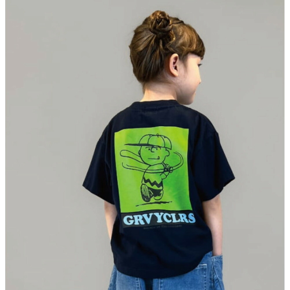 【子供服/グルーヴィーカラーズ/groovy colors/ジュニア/男の子】 テンジク SNOOPY BASEBALL TEE【4月入荷予定】 4NV紺
