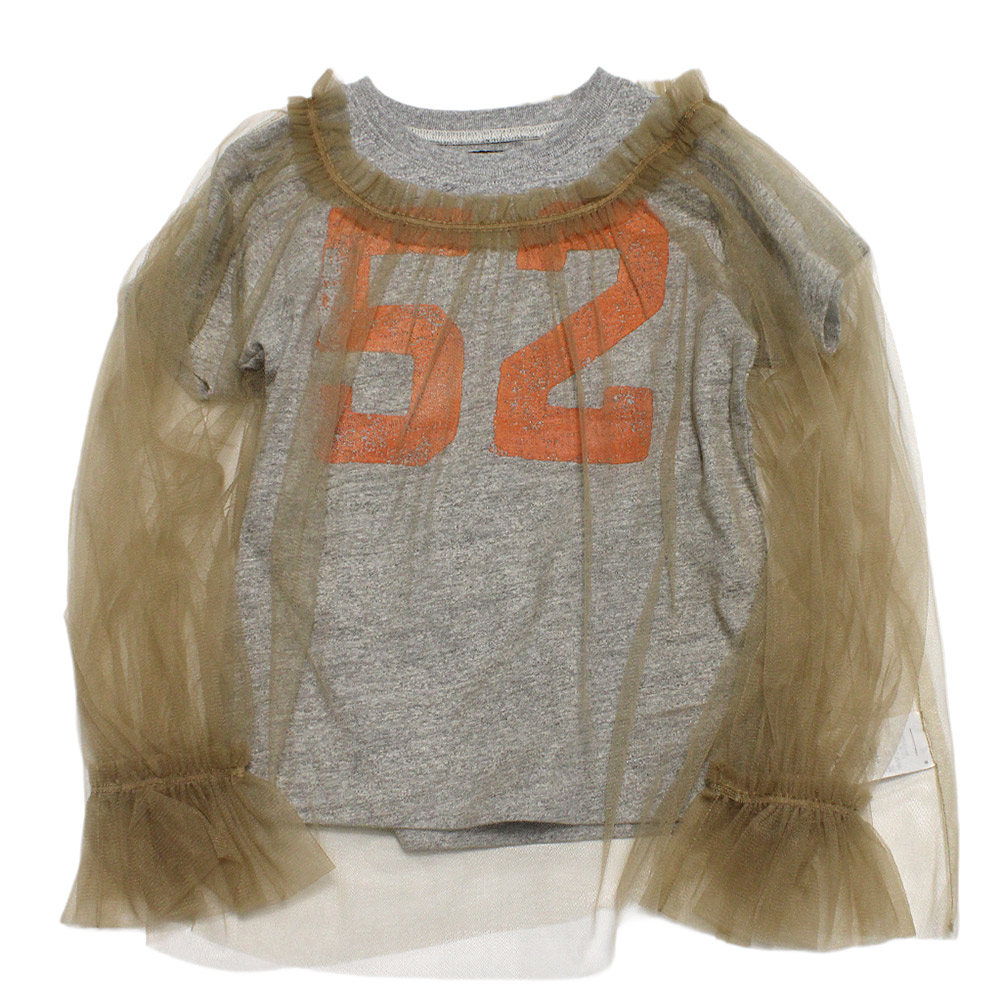 【ゴートゥーハリウッド GO TO HOLLYWOOD/子供服/親子】 テンジク オメカシ TEE 3GRグレー
