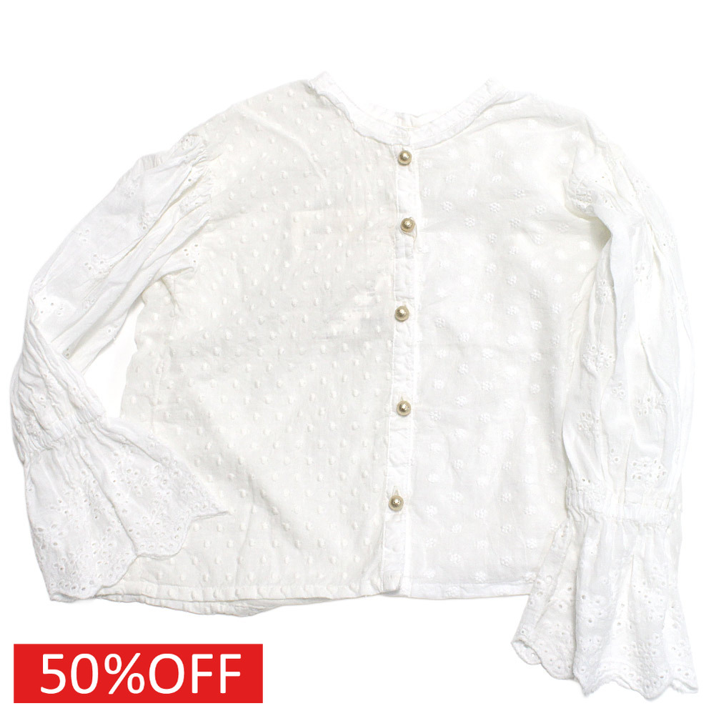 【ゴートゥーハリウッド GO TO HOLLYWOOD/子供服/親子】 セール 【40%OFF】 ドット ローン ムード ブラウス 1W白｜子供服ミリバール