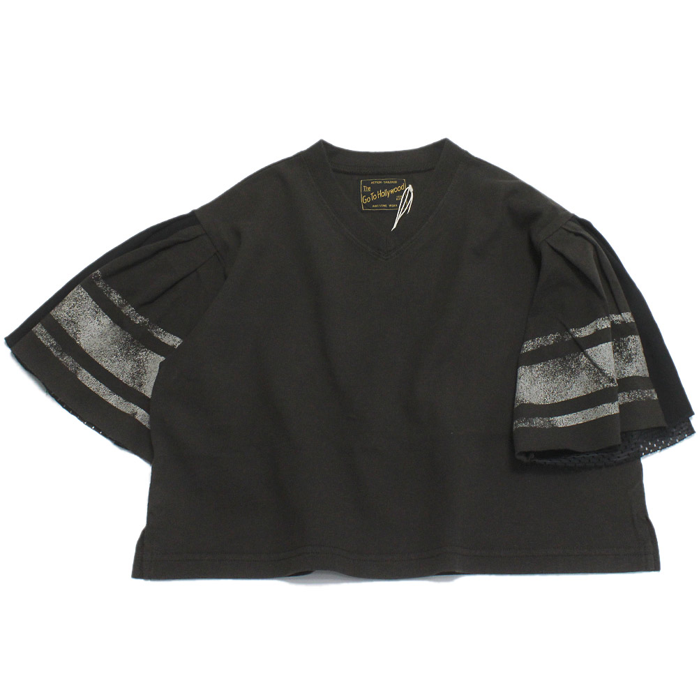 【ゴートゥーハリウッド GO TO HOLLYWOOD/子供服/親子】  テンジク フリフリ フットボール TEE 17CGRチャコール