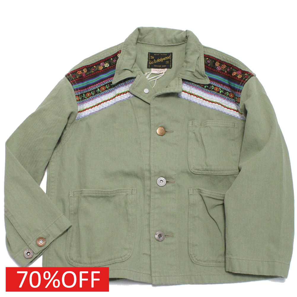 【ゴートゥーハリウッド GO TO HOLLYWOOD/子供服/親子】 セール 【70%OFF】 ヘリンボン チロルヨーク JK 9KHカーキ｜子供服ミリバール