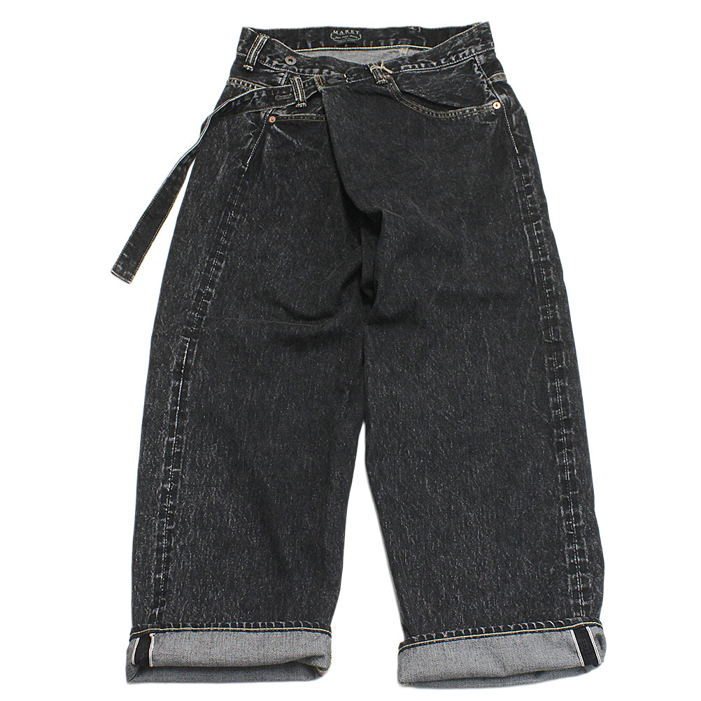 【MARET/マレ/レディース/メンズ/ユニセックス/大人服/オリジナル 】 セルビッチデニムアシタックパンツ ブラック(2)