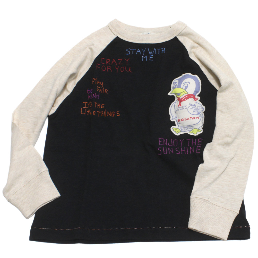 【子供服/デニムダンガリー/DENIM DUNGAREE/親子/デニム&ダンガリー/DD】 テンジク STAY WITH ME TEE 2BK黒