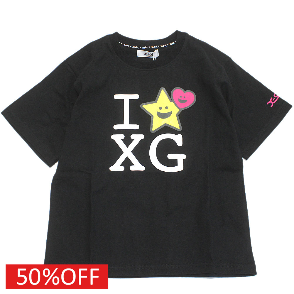 【X-GIRL STAGES/エックスガール/エックスガールステージズ/子供服/女の子】 セール 【50%OFF】 I LOVE XG　半袖Tシャツ クロ(80)画像