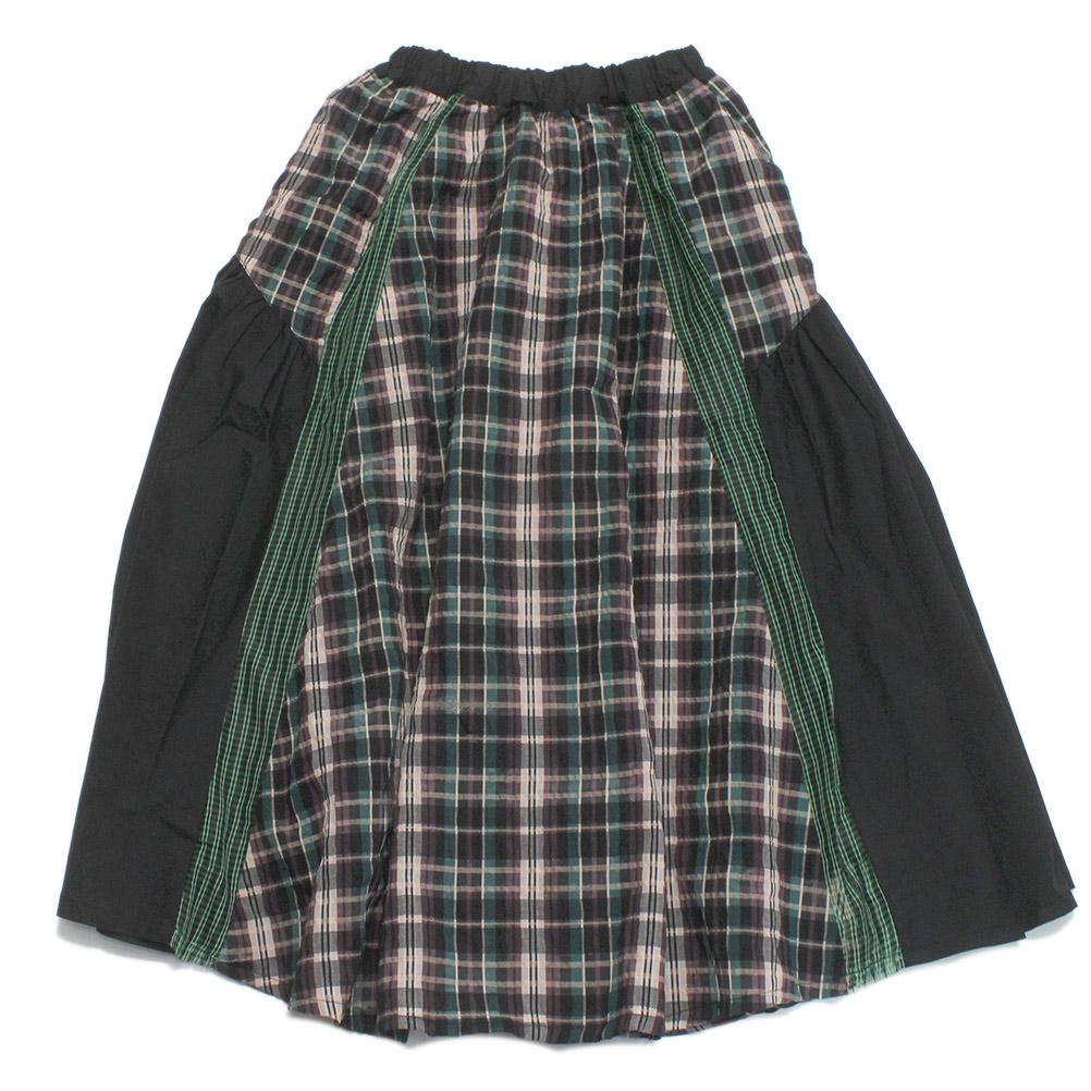 【ユニカ/UNICA/ちびっ子服/キッズ/お嬢さん】  チェックコンビネーションギャザースカート 黒いこと×緑であること(49)