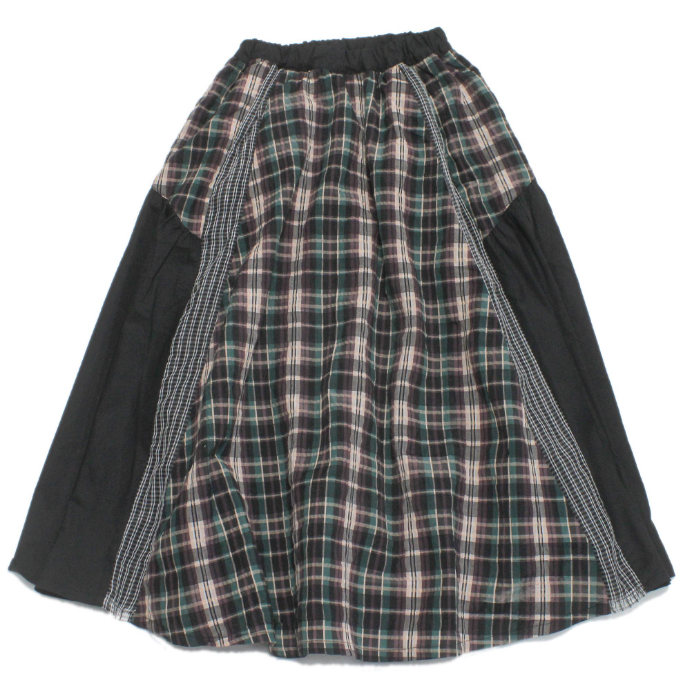 【ユニカ/UNICA/ちびっ子服/キッズ/お嬢さん】  チェックコンビネーションギャザースカート 黒いこと×象牙色(54)