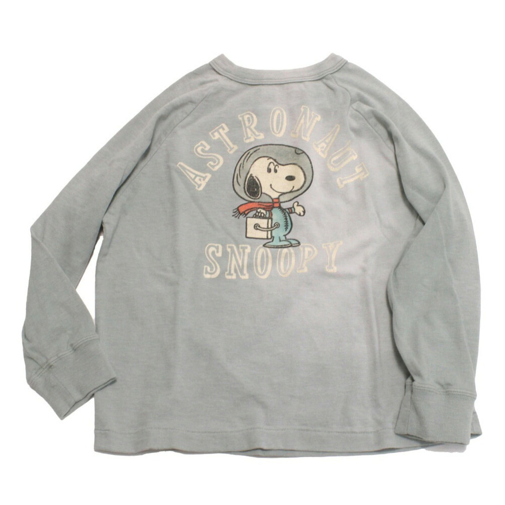 【ちびっ子服/デニムダンガリー/スヌーピーコラボ/DENIM DUNGAREE/御坊っちゃん服】  ビンテージテンジク SNOOPY ASTRONAUT TEE 28LGN淡緑