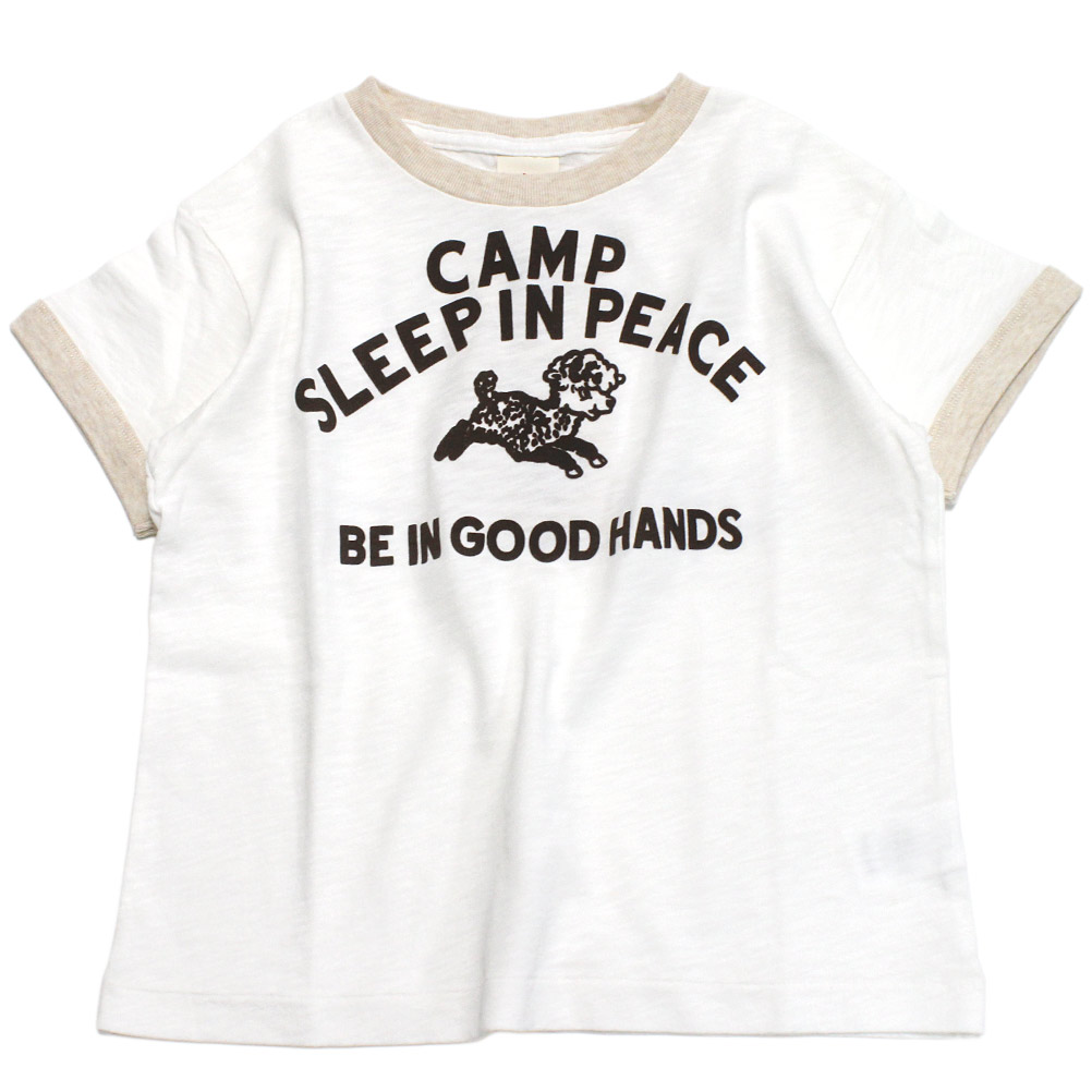 【赤ちゃん服/デニムダンガリー/DENIM DUNGAREE/親子/ジーンズ＆ダンガリー/DD】  テンジク CAMP TEE 1W白