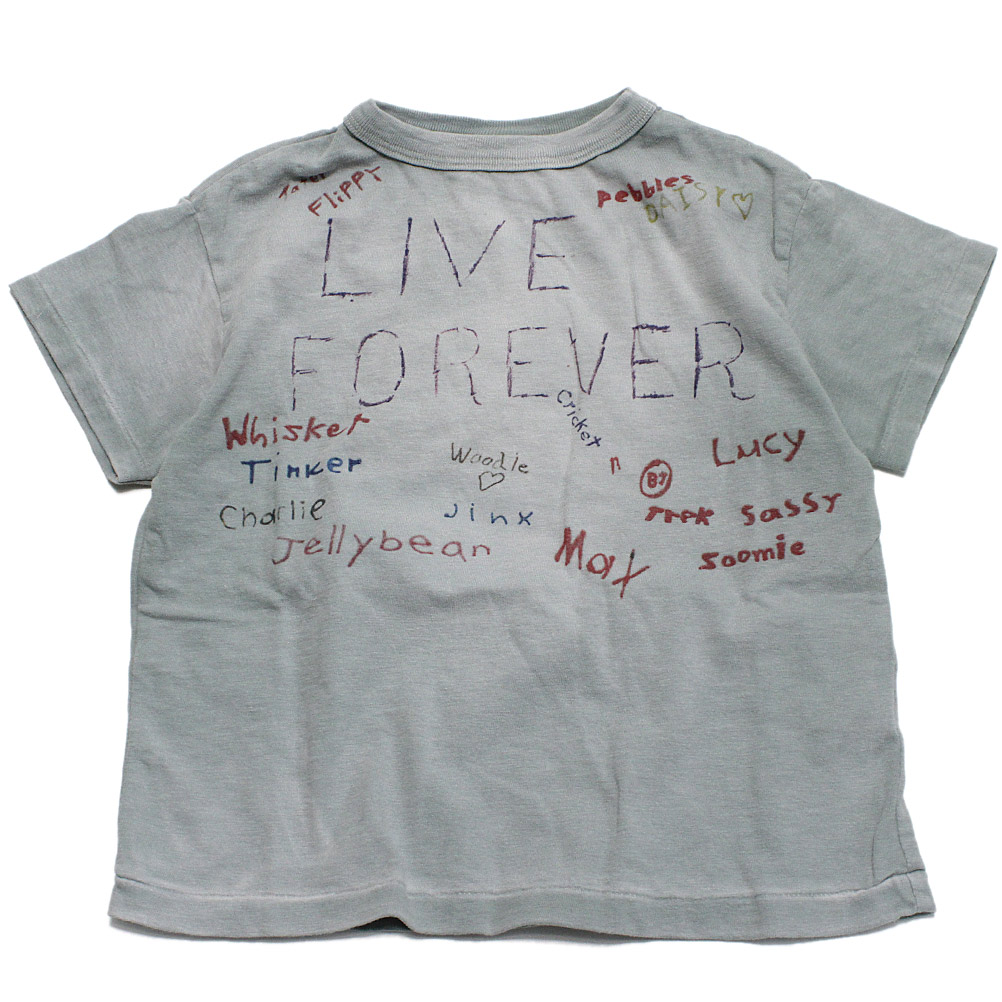 【子供服/デニムダンガリー/DENIM DUNGAREE/親子/デニム＆ダンガリー/DD】  ビンテージテンジク LIVE TEE 28LGN淡緑