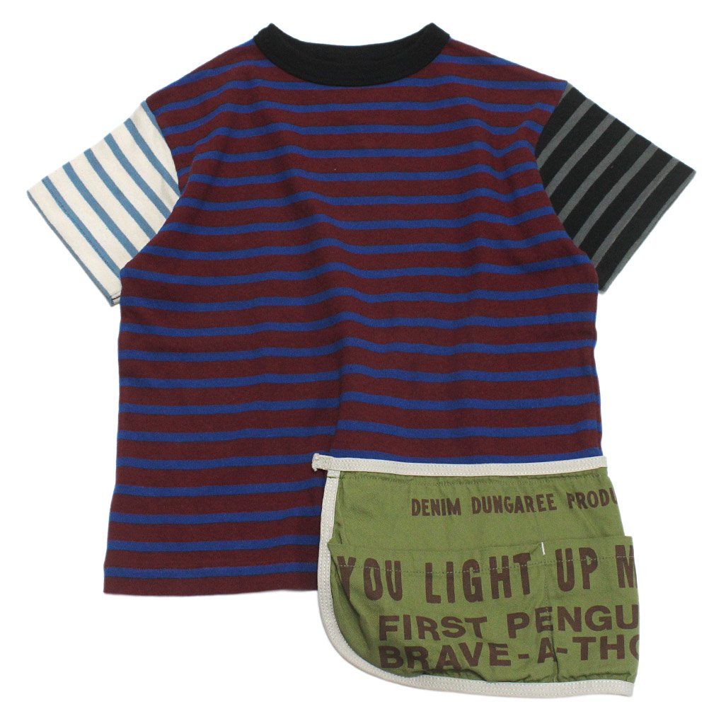 【子供服/デニムダンガリー/DENIM DUNGAREE/親子/デニム＆ダンガリー/DD】 ボーダーテンジク エプロンツキ TEE 91CZYクレイジー