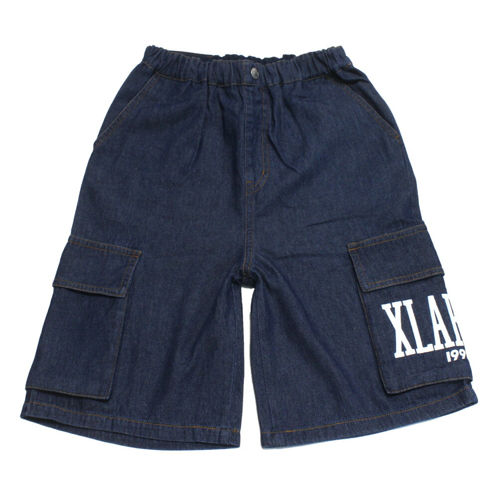 【エクストララージキッズ/エックスラージ/子供服/XLARGE KIDS】 ダンガリーハーフパンツ ブルー(51)